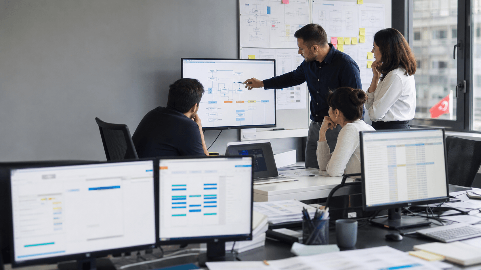 Betriebsteam führt isolierte Softwarewerkzeuge in einem Datenfluss zusammen