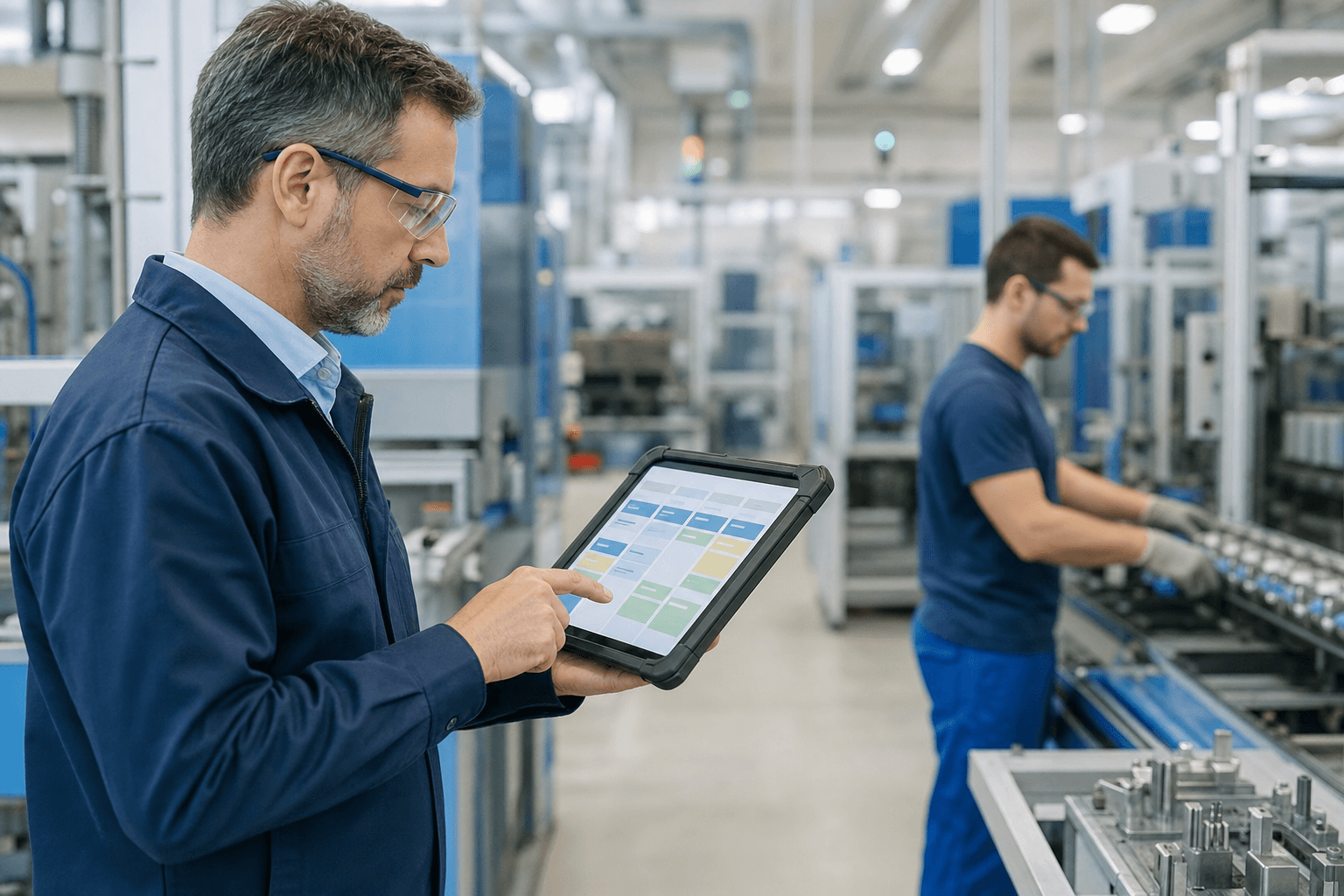 Üretim sorumlusunun tablet üzerinden iş emri durumlarını takip etmesi