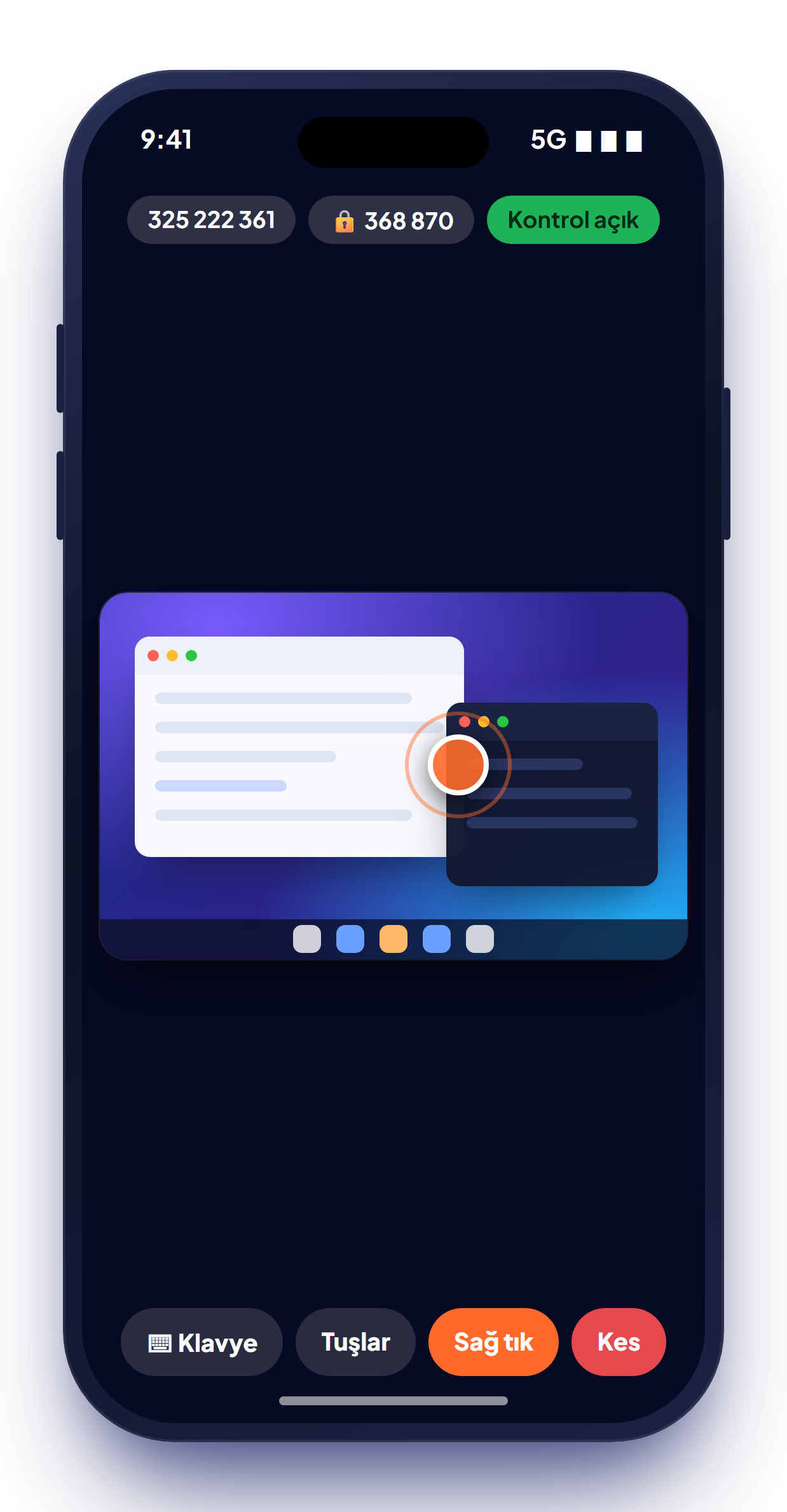 SNNDESK ile telefondan bilgisayara bağlanma: uzak masaüstü, klavye ve tuş çubuğu